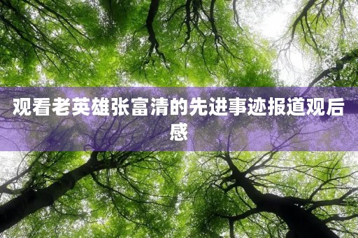 观看老英雄张富清的先进事迹报道观后感 观看老英雄张富清的先进事迹报道观后感