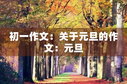 初一作文：关于元旦的作文：元旦