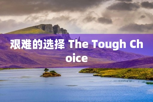 艰难的选择 The Tough Choice 艰难的选择 The Tough Choice