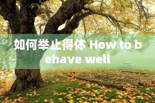 如何举止得体 How to behave well 如何举止得体 How to behave well