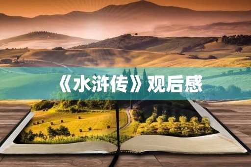《水浒传》观后感 《水浒传》观后感