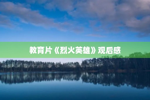 教育片《烈火英雄》观后感 教育片《烈火英雄》观后感