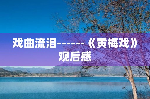 戏曲流泪------《黄梅戏》观后感