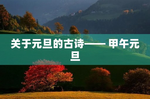 关于元旦的古诗—— 甲午元旦