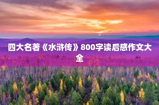 四大名著《水浒传》800字读后感作文大全 四大名著《水浒传》800字读后感作文大全