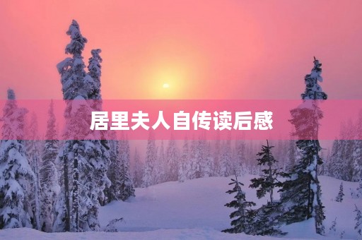 居里夫人自传读后感