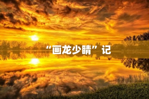 “画龙少睛”记 “画龙少睛”记