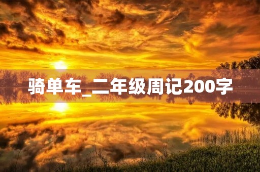 骑单车_二年级周记200字 骑单车_二年级周记200字
