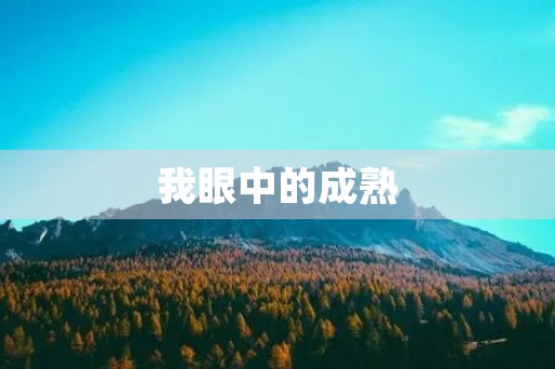 我眼中的成熟 我眼中的成熟