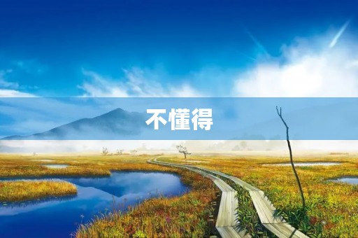 不懂得 不懂得