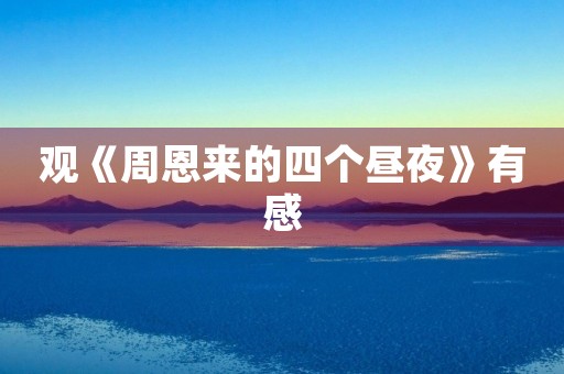 观《周恩来的四个昼夜》有感
