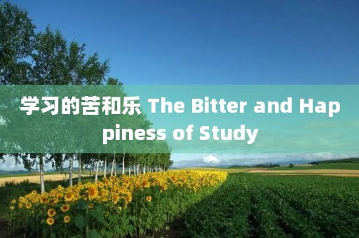学习的苦和乐 The Bitter and Happiness of Study 学习的苦和乐 The Bitter and Happiness of Study