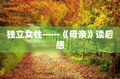 独立女性——《母亲》读后感