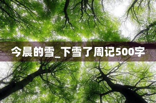 今晨的雪_下雪了周记500字