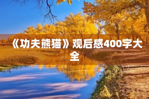 《功夫熊猫》观后感400字大全
