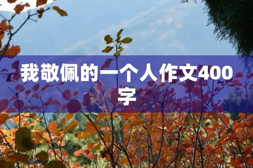我敬佩的一个人作文400字 我敬佩的一个人作文400字