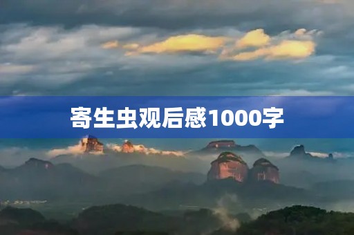 寄生虫观后感1000字