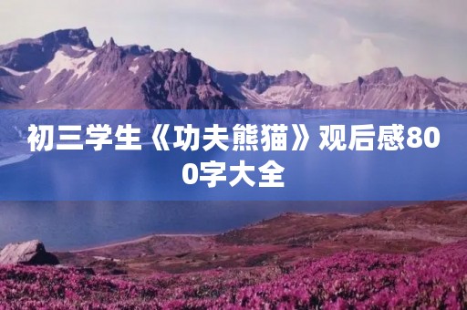 初三学生《功夫熊猫》观后感800字大全 初三学生《功夫熊猫》观后感800字大全