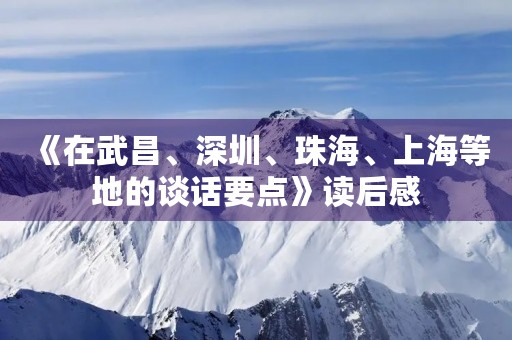 《在武昌、深圳、珠海、上海等地的谈话要点》读后感 《在武昌、深圳、珠海、上海等地的谈话要点》读后感