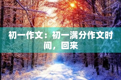 初一作文：初一满分作文时间，回来