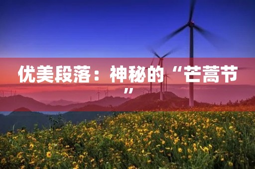 优美段落：神秘的“芒蒿节”