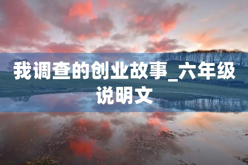 我调查的创业故事_六年级说明文 我调查的创业故事_六年级说明文