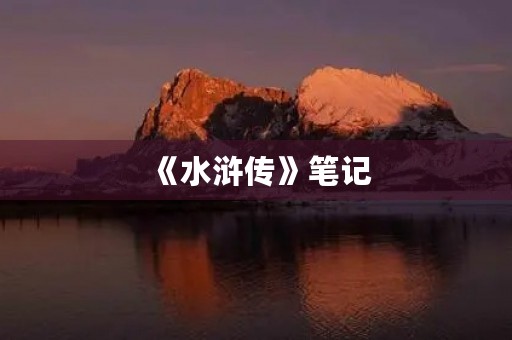 《水浒传》笔记