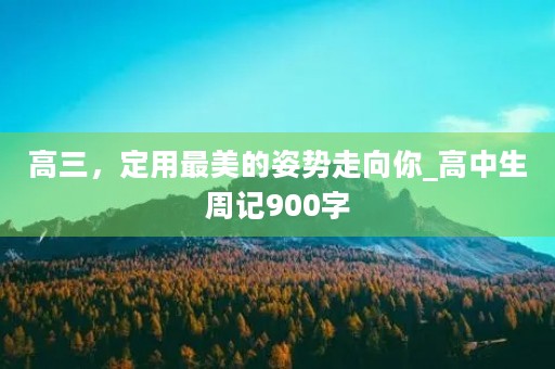 高三，定用最美的姿势走向你_高中生周记900字