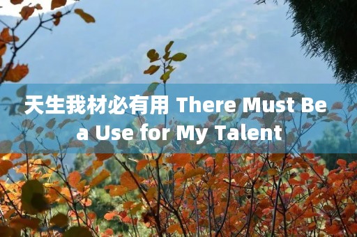 天生我材必有用 There Must Be a Use for My Talent 天生我材必有用 There Must Be a Use for My Talent
