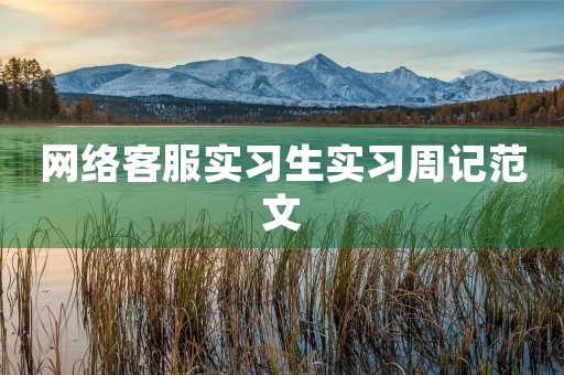 网络客服实习生实习周记范文 网络客服实习生实习周记范文