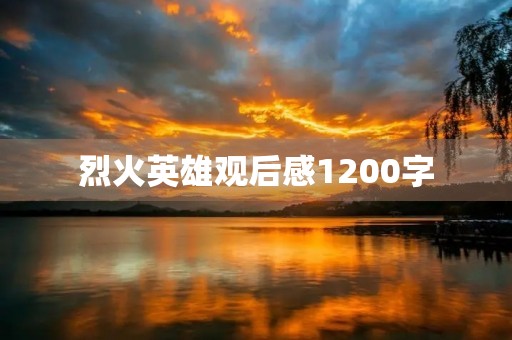 烈火英雄观后感1200字 烈火英雄观后感1200字