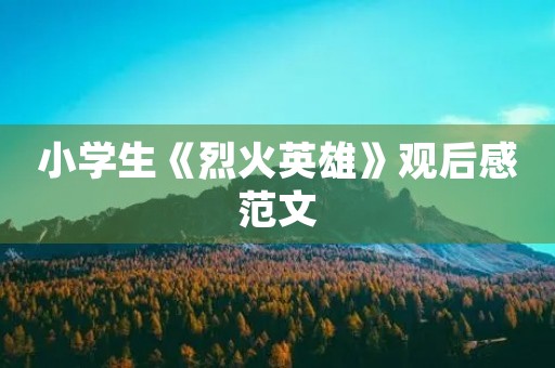 小学生《烈火英雄》观后感范文 小学生《烈火英雄》观后感范文