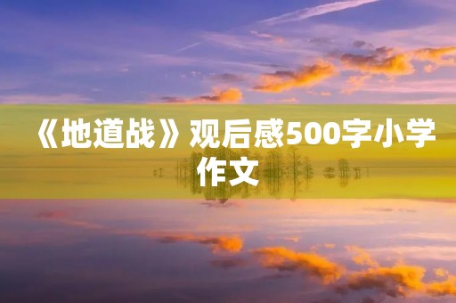 《地道战》观后感500字小学作文 《地道战》观后感500字小学作文