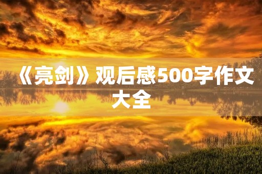 《亮剑》观后感500字作文大全 《亮剑》观后感500字作文大全
