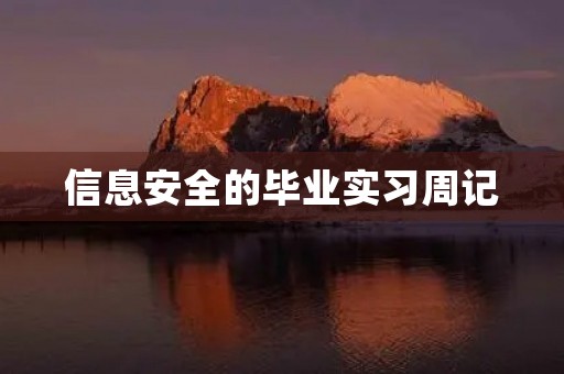 信息安全的毕业实习周记 信息安全的毕业实习周记