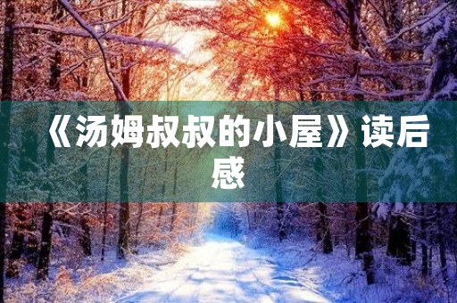 《汤姆叔叔的小屋》读后感 《汤姆叔叔的小屋》读后感