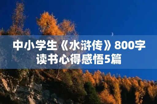 中小学生《水浒传》800字读书心得感悟5篇 中小学生《水浒传》800字读书心得感悟5篇