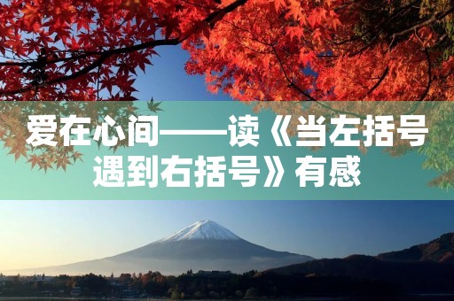 爱在心间——读《当左括号遇到右括号》有感 爱在心间——读《当左括号遇到右括号》有感