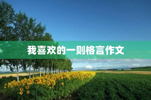 我喜欢的一则格言作文