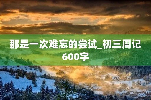那是一次难忘的尝试_初三周记600字 那是一次难忘的尝试_初三周记600字