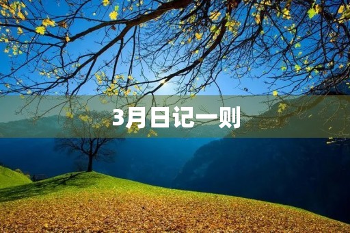 3月日记一则 3月日记一则