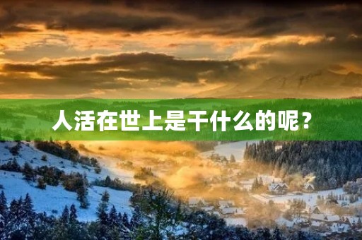 人活在世上是干什么的呢? 人活在世上是干什么的呢?