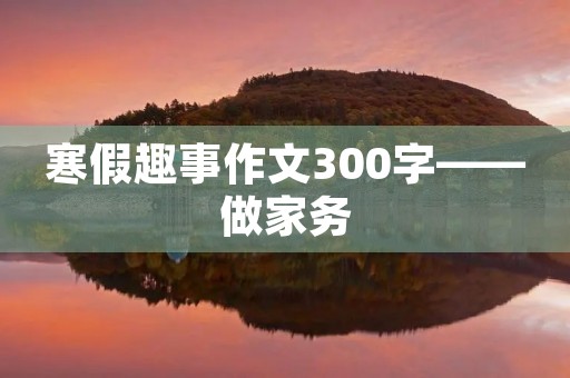 寒假趣事作文300字——做家务 寒假趣事作文300字——做家务
