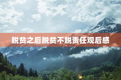 脱贫之后脱贫不脱责任观后感 脱贫之后脱贫不脱责任观后感